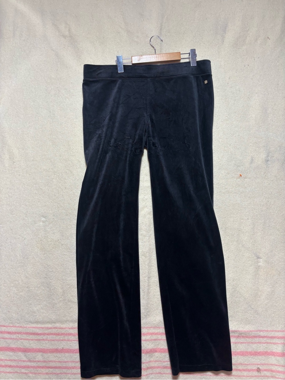 Lilly Pulitzer Black Velour Pull-On Pants Women’s XL Stretch Velvet Lounge Pants